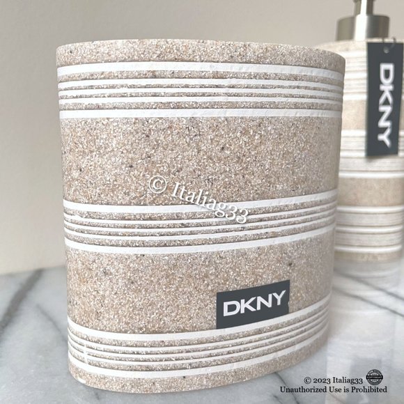 DKNY Soap Pump, Toothbrush Holder, Tumbler Bathroom Accessory 3Pc Set Sand Tan - Picture 12 of 16